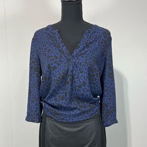 Willi Smith Animal Print Semi-Sheer Blouse Women’s Size Small